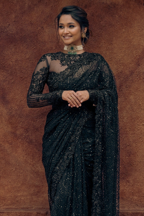 DESIGNER SAREE IN BLACK