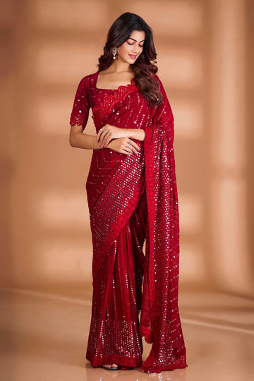 TRADITIONAL INDIAN WOMEN TRENDY FANCY PREMIUM SILK SOFT GEORGETTE SAREE