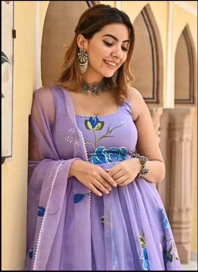 purple COLOR ANARKALI SUIT SET