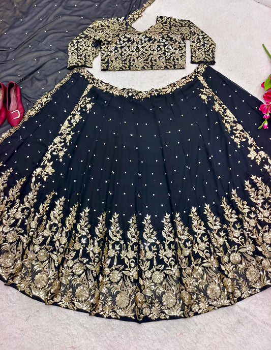 Launching New Disin  Black Lehenga Choli With Dupatt Set