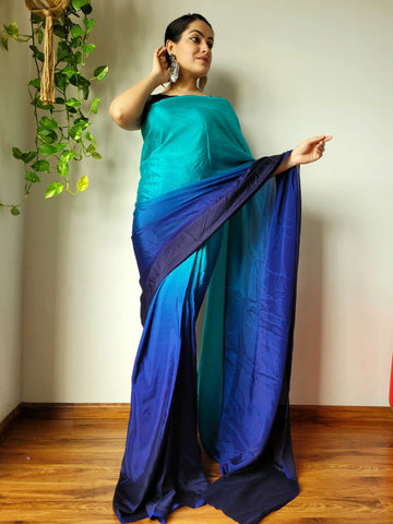 Now Coming Up With New Design Pure Soft Chinnon Silk Ready To Wear Saree with Beautiful Design in All Over the Body With Beautiful Black Colour Blouse Piece