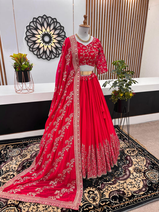 Red Lehenga Choli Collection with Exquisite Heavy Embroidery and Sequins