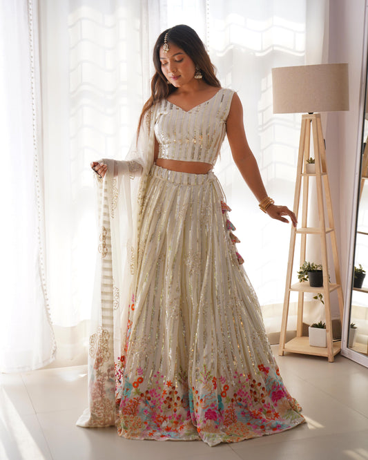 QRC SERIES * white floral design lehenga  Lunch New Hevay Boutique Collection.