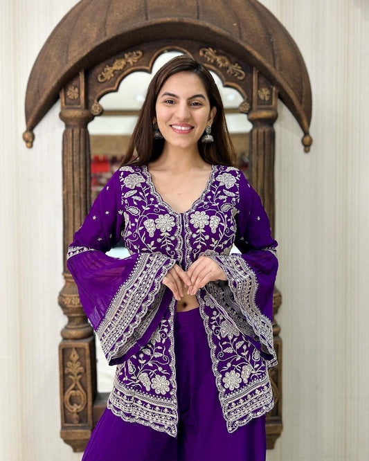 New Designer Outfit Premium PURPLE color High Quality embroidery work