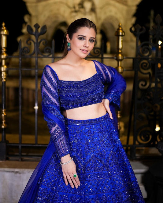 Indulge in Elegance: Explore Lunch Heavy Boutique's Stunning Blue Lehenga Choli Collection