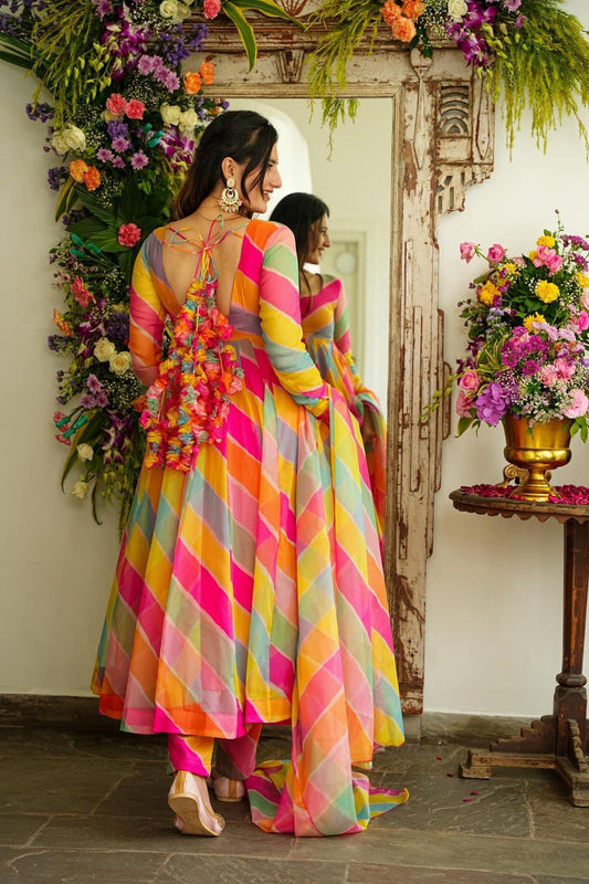 Multicolor Attractive Party Wear Georgette Embroidered Gown has a Regular-fit and is Made From High-Grade Fabrics And Yarn.