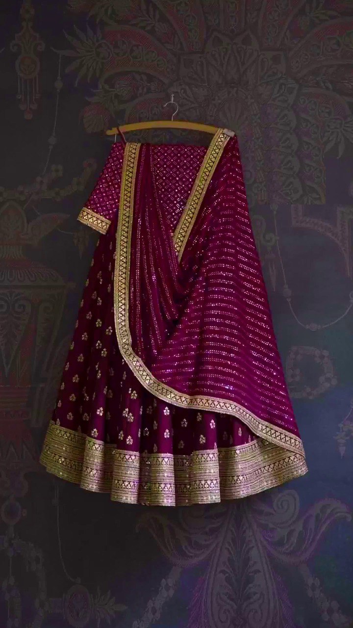 Wine Color Embroidered Attractive Party Wear Georgette Lehenga choli has a Regular-fit and is Made From High-Grade Fabrics And Yarn.