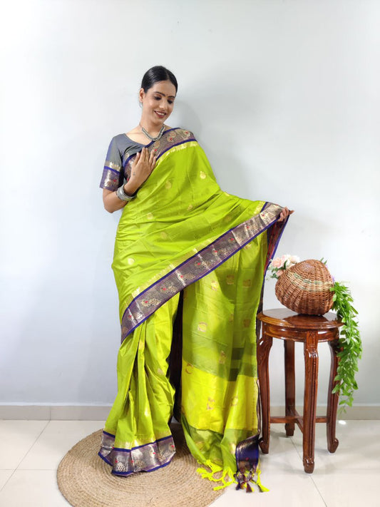 Presenting You Most Beautiful Ready To Wear Paithini Saree With Real Modeling Shoot*