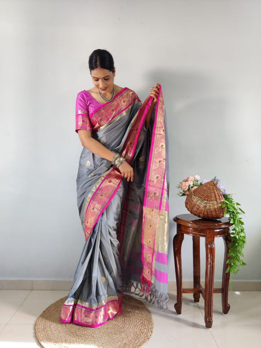 *Presenting You Most Beautiful Ready To Wear Paithini Saree With Real Modeling Shoot*<br data-mce-fragment="1">