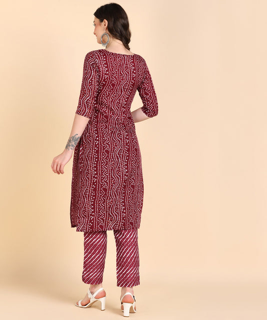 Women's Cotton Printed Straight Kurti With Pant Set